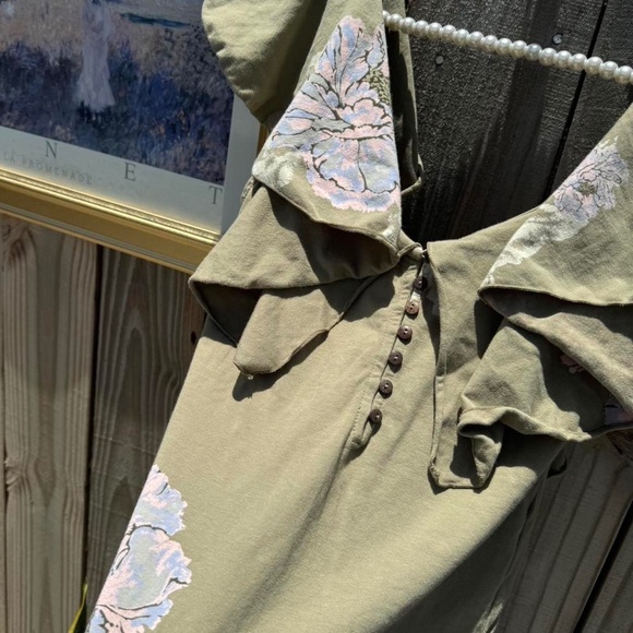 free people floral ruffle bodysuit Matilda green - Picture 4 of 5